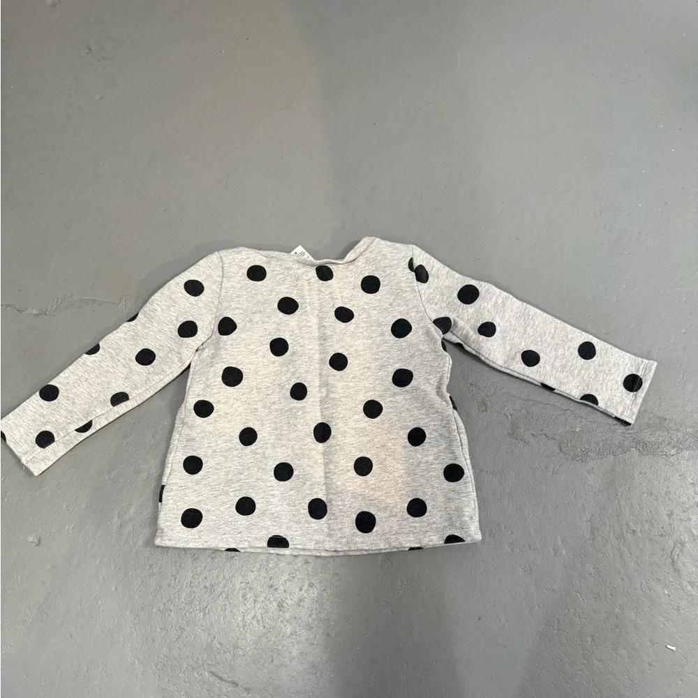 Carter’s | Gray Sweatshirt with Black Polka Dots and Pink Bow